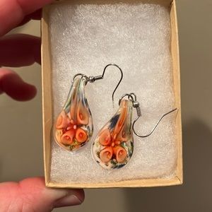 Hand blown glass earrings